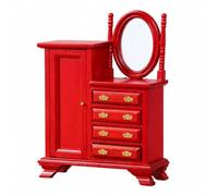 BLWOTMOR 1:12 Scale Dresser and Vanity classic design Miniature Dresser with Mirror Realistic Furniture for Diorama Creators, Creative Dioramas, Red