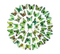 BLWOTMOR 200 Pieces Butterfly Wall Sculpture Kit 3D Flying Butterfly Sticker Wall Decor Handcrafted Antique Garden Art Backing PVC Mate, Green