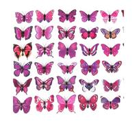 BLWOTMOR 200 Pieces Butterfly Wall Sculpture Kit 3D Flying Butterfly Sticker Wall Decor Handcrafted Antique Garden Art Backing PVC Mate, Violet