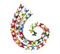BLWOTMOR 200 Pieces Butterfly Wall Sculpture Kit 3D Flying Butterfly Sticker Wall Decor Handcrafted Antique Garden Art Backing PVC Mate, Mix Color
