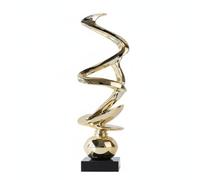 BLWOTMOR Abstract Resin Sculpture Modern Statue Spiral Ornament Art Figure With Glossy Electroplated Finish For Side Tables Bookcases Suitable for home, Gold, Small 16 13 52cm