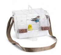 BLWOTMOR Bird Carrier Cage Lightweight Travel Cage Mesh Panels Ventilation Pull-Out Tray Sturdy Metal Secure Handle Suitable for Parakeet Finch Budgie Outdoor Travel Home Use, eggshell, ivory