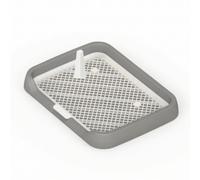 BLWOTMOR Canine Restroom Dog Toilet Tray Pad Indoor Puppy With Drain Grid Lower Reservoir Raised Post Low Edge Easy Rinse PP Suitable for apartments small dogs potty training travel, Grey