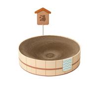 BLWOTMOR Cat Scratching Bed Tub Shaped Scratcher Lounge Nest With Flexible Spring Sign Corrugated Cardboard Bowl For Play And Rest suitable for cats indoor living room