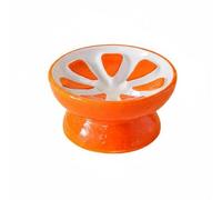 BLWOTMOR Ceramic Cat Bowl Elevated Porcelain Slow Feeder Pet Food Dish 15 Degree Tilt Sturdy Wide Mouth Suitable for Feeding Home, Orange