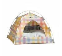 BLWOTMOR Cooling Cat Shelter Indoor Cat Tent Mesh House Pet Hideaway Covered Shelter Breathable Retreat Stable Interior Suitable for Cat Lounging Everyday Use, L 53x53x45CM, Dopamine Color Tent