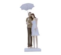 BLWOTMOR Couple Figurine with Umbrella, Handcrafted Ornament, Sculpture, Couple Statue for Desk, Office, Dresser, Bedroom, Landscape, Leaning on