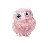 BLWOTMOR Creative Miniature Owl Statue, Crystal Owl Ornament for Table, Office, Home, Decorations, Pink