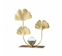 BLWOTMOR Crystal Decorative Ball Glass Sphere Iron Loop Floral Table Sculpture Compact Artistic Decor Suitable for Bedroom Shelves Entryway, Maple Leaf Crystal