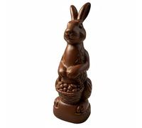BLWOTMOR Easter Figurine Bunny Ornament Hare Statue Resin Crafted Sculpture Expressive Detailing Suitable for Home Display Living Room Entry Console, Sitting Chocolate Rabbit Figurine