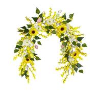 BLWOTMOR Easter Flower Garland, Spring Wreath, Colorful Egg, Artificial for Mantelpieces, 150cm