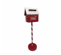 BLWOTMOR Festival Mailbox Christmas Mailbox Letterbox Post Box Display Stand Iron Construction With House Shaped Body And Candy Cane Post suitable for