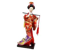 BLWOTMOR Japanese Kimono Geisha Doll, Handmade Gift in Style/Decoration, Red with Flute