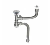 BLWOTMOR Laundry Cabinet Drain Double Sink Plumbing Kit Under Sink Drain Assembly Double Basin Odor Control Water Seal Leak Resistant Fittings suitable for utility rooms kitchens, 40 Gourd 008a110