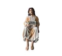 BLWOTMOR Modern Decorative Miniature Statue Depicting Jesus in A Seated Position, Hand-painted Resin with An Inspirational Inscription, Ideal for An Office, S