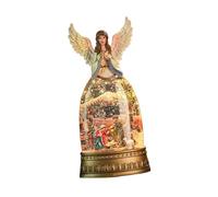 BLWOTMOR Music Box Christmas Snow Globe Lantern Ornament with Lighted Nativity Scene Resin Table Centerpiece USB Desktop Suitable for Living Room Bedroom Party, Multi, angle