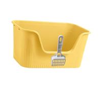 BLWOTMOR Open Top Pet Litter Tray Sifting Litter Boxes Reusable Anti Splashing High Sided Pet Accessories Large Space Cats Litter Basin, Yellow
