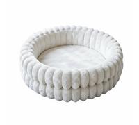 BLWOTMOR Pet Bed Round Softer Donut Dog Bed Calming Cat Lounger Double-Layer Support Easy To Clean Suitable For Sleeping And Home Decoration, White, 60CM