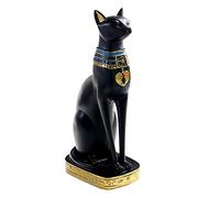 BLWOTMOR Resin Cat Figurine, Handmade Cat Sculpture, Decoration, Exotic Collector's Figurine for Home, Room, J, Black, L