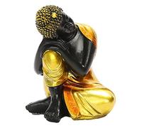 BLWOTMOR Seated Buddha Statue, Sleeping, Meditation Figure, Decorative Sculpture for Home And Garden, Collectible, Polyresin, Face to the right