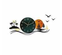 BLWOTMOR Wall Clock Analog Clock Decorative Wall Timepiece Acrylic Body Metal Face Minimalist Coastal Influence Suitable for living rooms TV, Sail Sunset 62.5×27CM + LCD