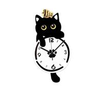 BLWOTMOR Wall Clock with Cat-Shaped Pendulum, Hanging Decoration for Hotels, Apartments And Chalets.