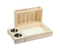 BLWOTMOR Wooden Hay Feeder Easy to Clean Playground Feeder Toilet Combo Litter Pan