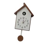BLWOTMOR Wooden Wall Clock in The Shape of A Birdhouse, Decorative Clock with Pendulum
