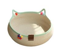 BLWOTMOR Woven Cat Basket Portable Breathable Bed Washable Basket Scratch Resistant Soft Cord Nest Suitable for Home Cats And Sleeping, S