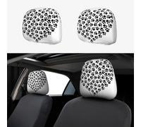 BLWSLC 2-piece Dog Paw Print Love Heart printed car headrest covers elastic car headrest covers suitable for trucks and vans