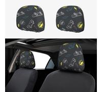 BLWSLC 2-piece Graffiti Skateboard printed car headrest covers elastic car headrest covers suitable for trucks and vans