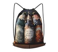 BLWSLC 3 beer bottles Printed Travel Drawstring Backpack Gym Drawstring Bag Portable Suitable For Short Trips, Black, S