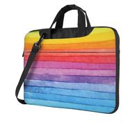 BLWSLC 600D Oxford Cloth Shockproof Laptop Shoulder Bag Colorful Rainbow Stripe Printed Laptop Tote Bag For Everyday Use 13 inch