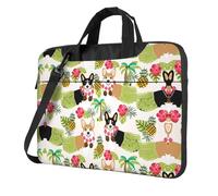 BLWSLC 600D Oxford Cloth Shockproof Laptop Shoulder Bag Corgi Hawaiian Tropical Summer Pineapple Printed Laptop Tote Bag For Everyday Use 14 inch
