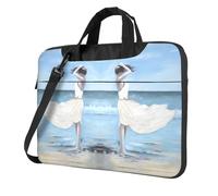BLWSLC 600D Oxford Cloth Shockproof Laptop Shoulder Bag Girl On A Windy Beach Printed Laptop Tote Bag For Everyday Use 13 inch