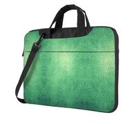 BLWSLC 600D Oxford Cloth Shockproof Laptop Shoulder Bag Green Curve Texture Printed Laptop Tote Bag For Everyday Use 13 inch