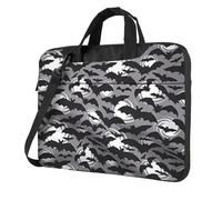 BLWSLC 600D Oxford Cloth Shockproof Laptop Shoulder Bag Halloween Bats Grey Printed Laptop Tote Bag For Everyday Use 15.6 inch