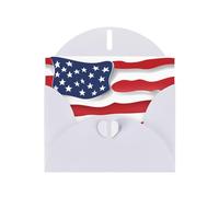BLWSLC 6x4-inch American Stars and Stripes Printed White Greeting Card Set with Envelope - Wedding/Birthday Invitations