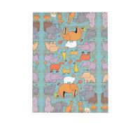 BLWSLC 6x4-inch Animal Enlightenment Collection Printed Dark Green Greeting Card Set with Envelope - Wedding/Birthday Invitations