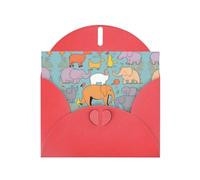 BLWSLC 6x4-inch Animal Enlightenment Collection Printed Red Greeting Card Set with Envelope - Wedding/Birthday Invitations