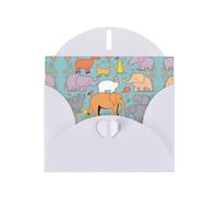 BLWSLC 6x4-inch Animal Enlightenment Collection Printed White Greeting Card Set with Envelope - Wedding/Birthday Invitations