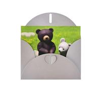 BLWSLC 6x4-inch Bear Buddy Printed Gray Greeting Card Set with Envelope - Wedding/Birthday Invitations