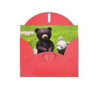 BLWSLC 6x4-inch Bear Buddy Printed Red Greeting Card Set with Envelope - Wedding/Birthday Invitations