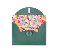 BLWSLC 6x4-inch Candy-colored fragments Printed Dark Green Greeting Card Set with Envelope - Wedding/Birthday Invitations