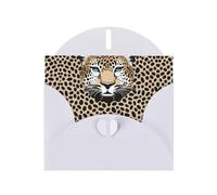 BLWSLC 6x4-inch Cheetah Printed White Greeting Card Set with Envelope - Wedding/Birthday Invitations