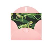 BLWSLC 6x4-inch Crocodile foraging again Printed Pink Greeting Card Set with Envelope - Wedding/Birthday Invitations