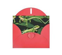 BLWSLC 6x4-inch Crocodile foraging again Printed Red Greeting Card Set with Envelope - Wedding/Birthday Invitations