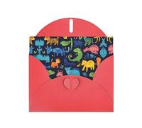 BLWSLC 6x4-inch Dinosaur Wars Printed Red Greeting Card Set with Envelope - Wedding/Birthday Invitations