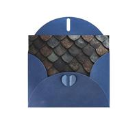 BLWSLC 6x4-inch Fish scale tiles Printed Blue Greeting Card Set with Envelope - Wedding/Birthday Invitations