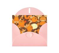 BLWSLC 6x4-inch harvest fruits Printed Pink Greeting Card Set with Envelope - Wedding/Birthday Invitations